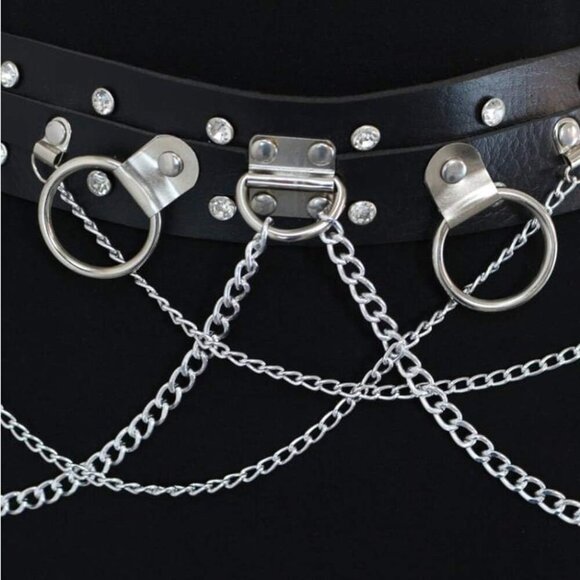 Leather Punk Waist Belt Body Chain Adjustable Fashion Accessory - Picture 6 of 7